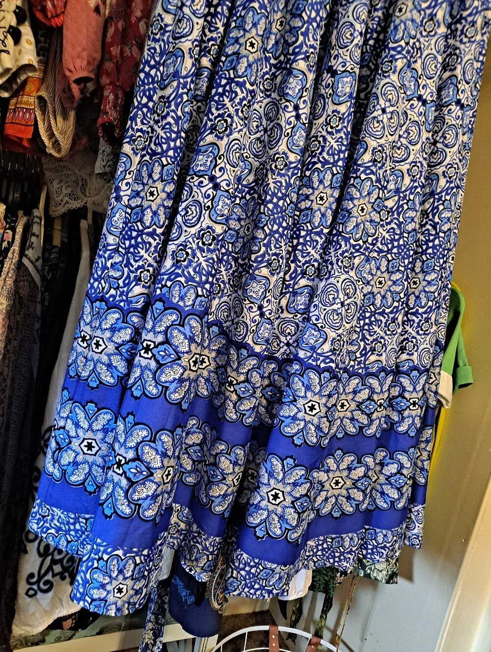 Cupio Lightweight Blue Floral Maxi Skirt